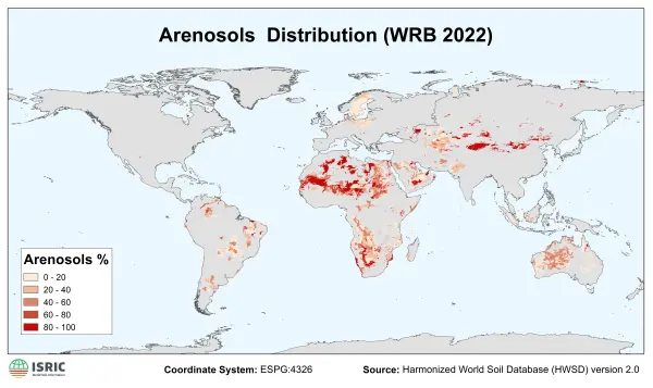 Arenosols distribution Arenosols