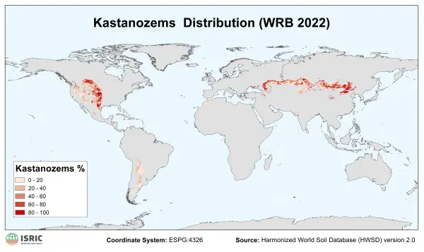 Kastanozems distribution Kastanozems