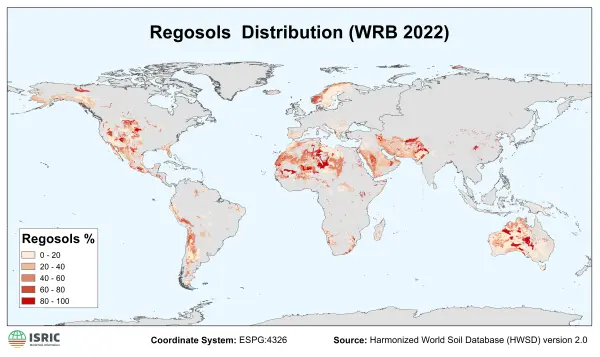 Regosols distribution Regosols