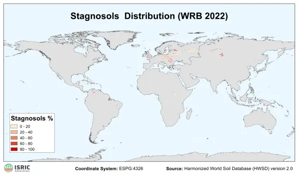 Stagnosols distribution Stagnosols