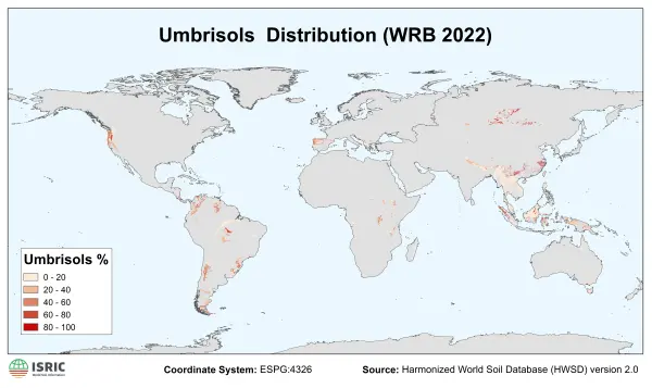 Umbrisols distribution Umbrisols